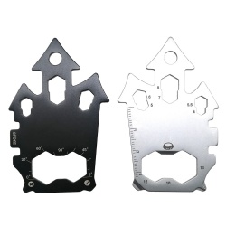 Fine blanking stainless steel EDC tool card outdoor home bottle opener emergency wrench creative multifunctional keychain (XH-12)